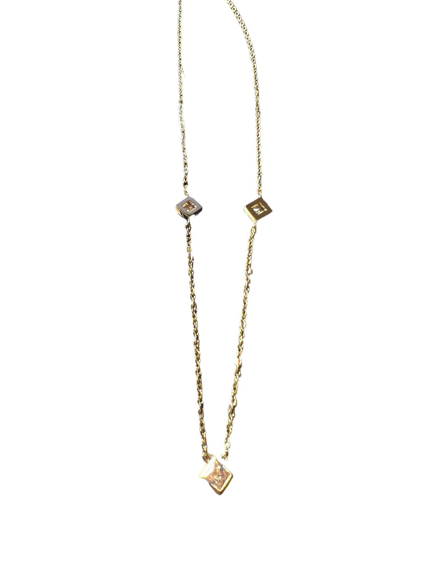 Trio-diamond gold necklace