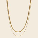 Layered Snake and Simple Chain Necklace
