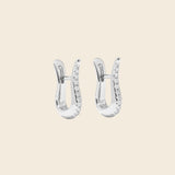 Silver U shaped diamond huggie