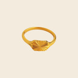 Oval Sunburst Signet Ring