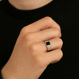 Agate Silver Signet Ring