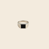 Agate Silver Signet Ring