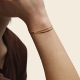 Layered Dainty Herringbone chain& Snake Chain