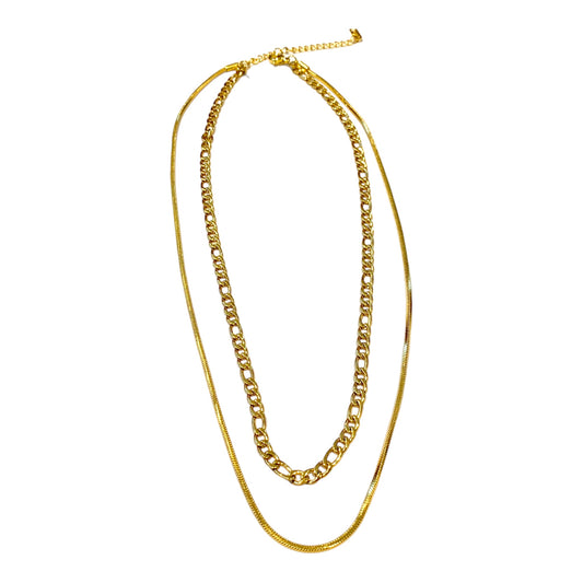 Layered Figaro Chain&Smooth Chain Necklace