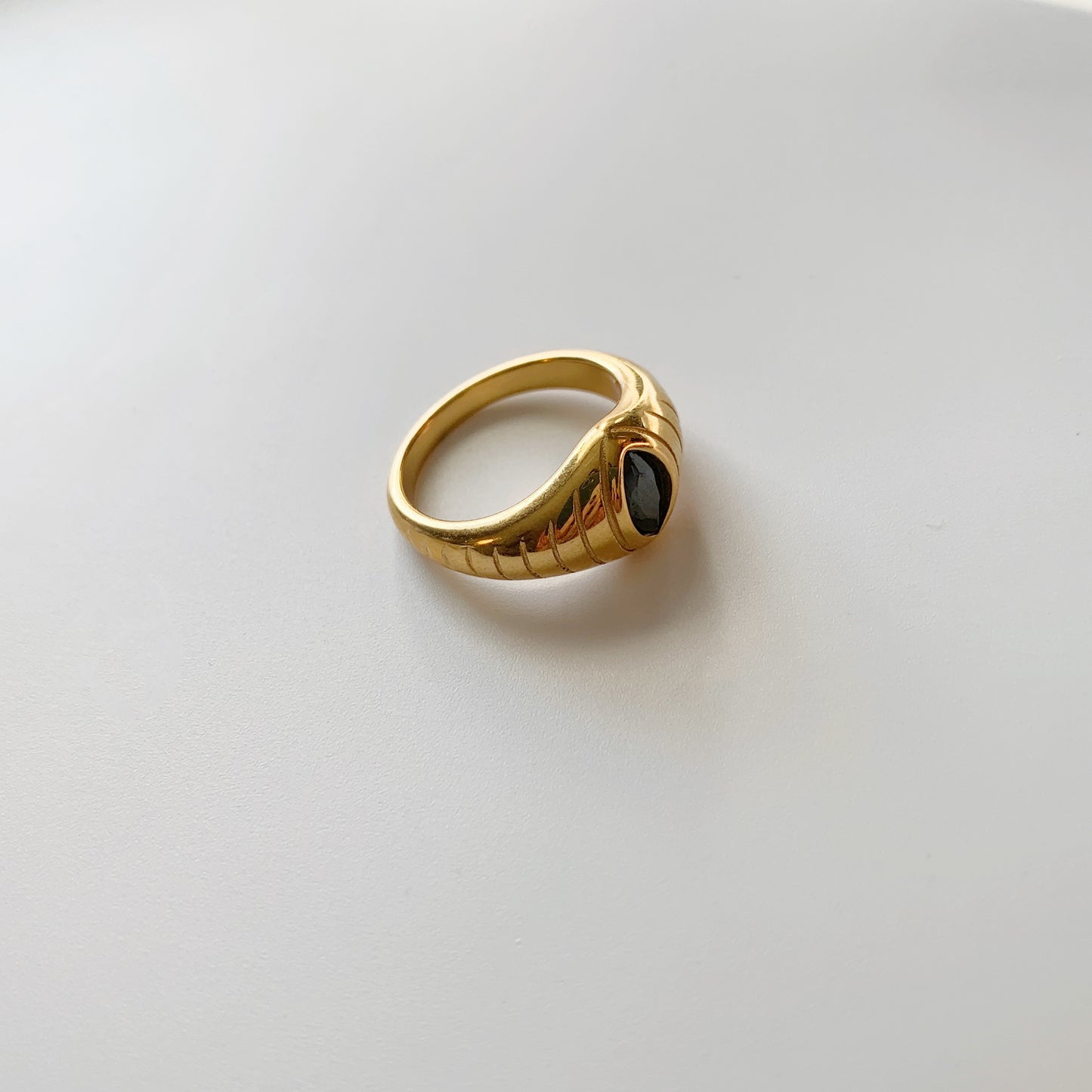 Gold Black Zircon Ring
