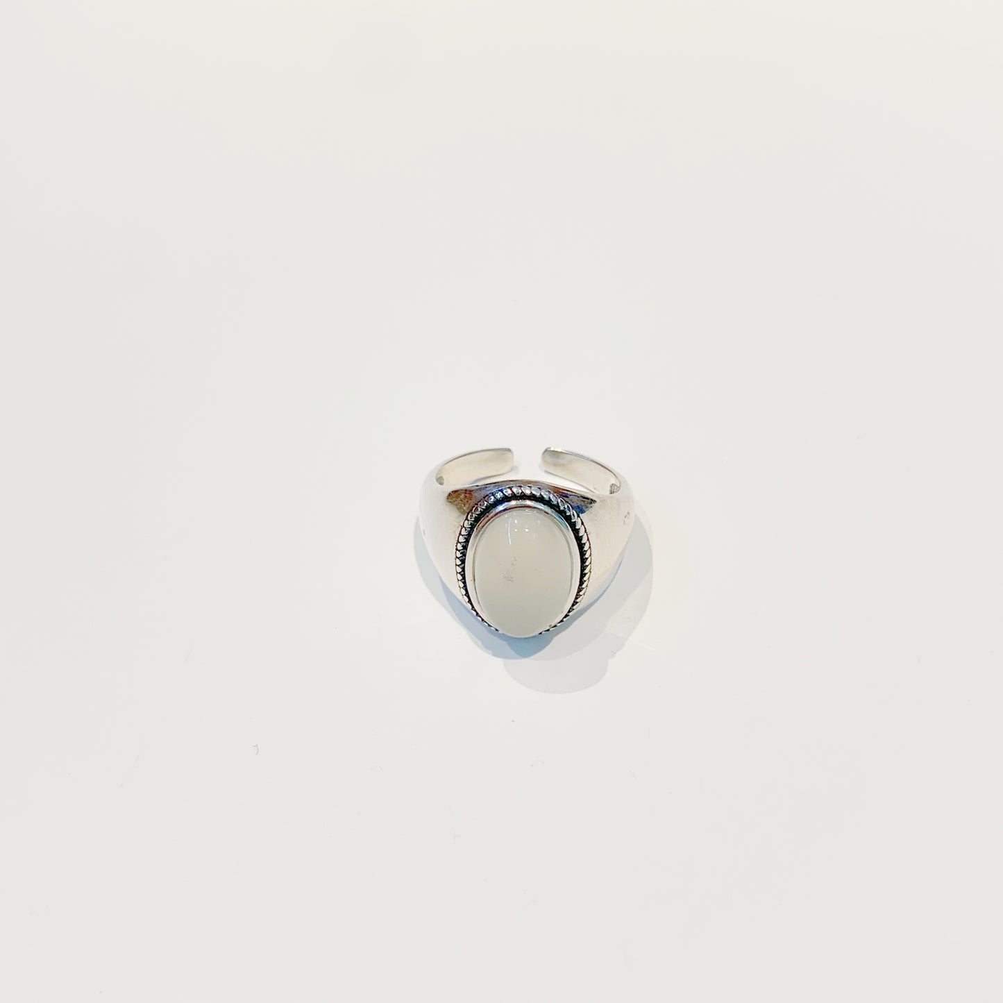 Chunky Silver Opal Adjustable Ring