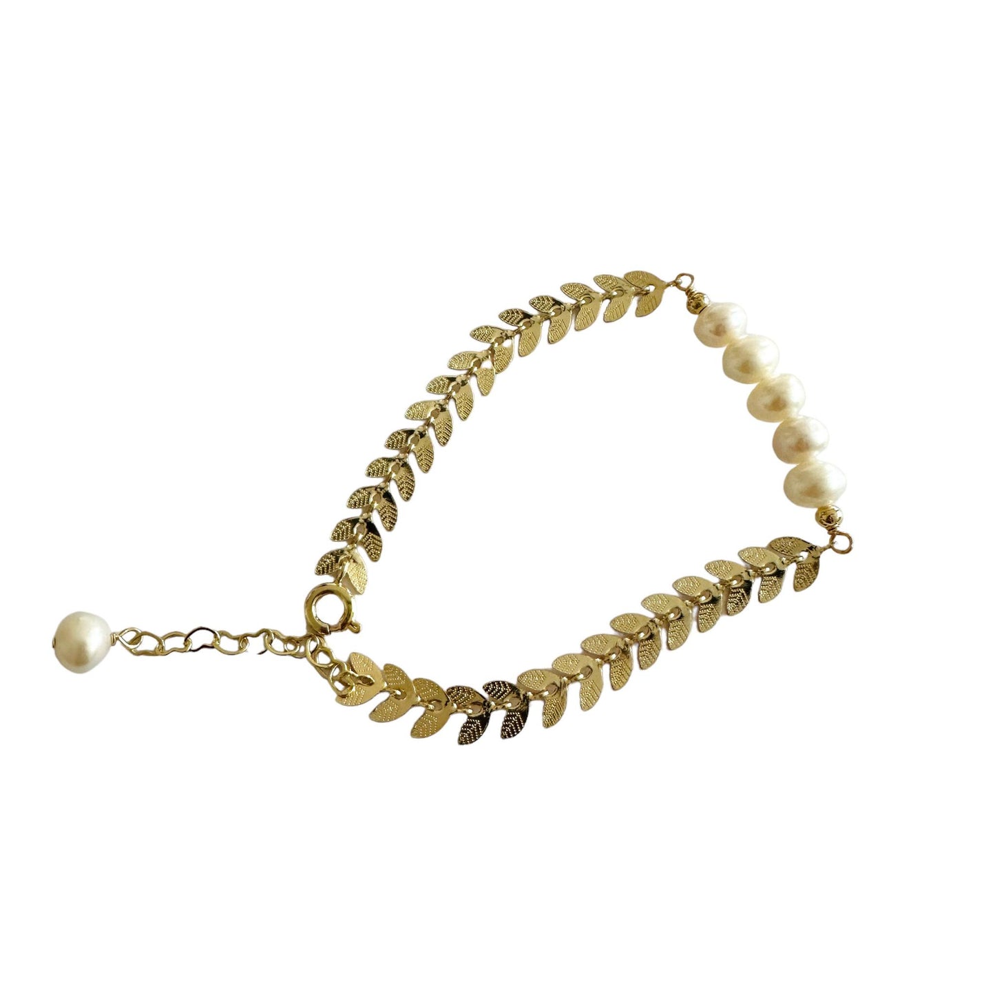 Pearl & Leaf Bracelet
