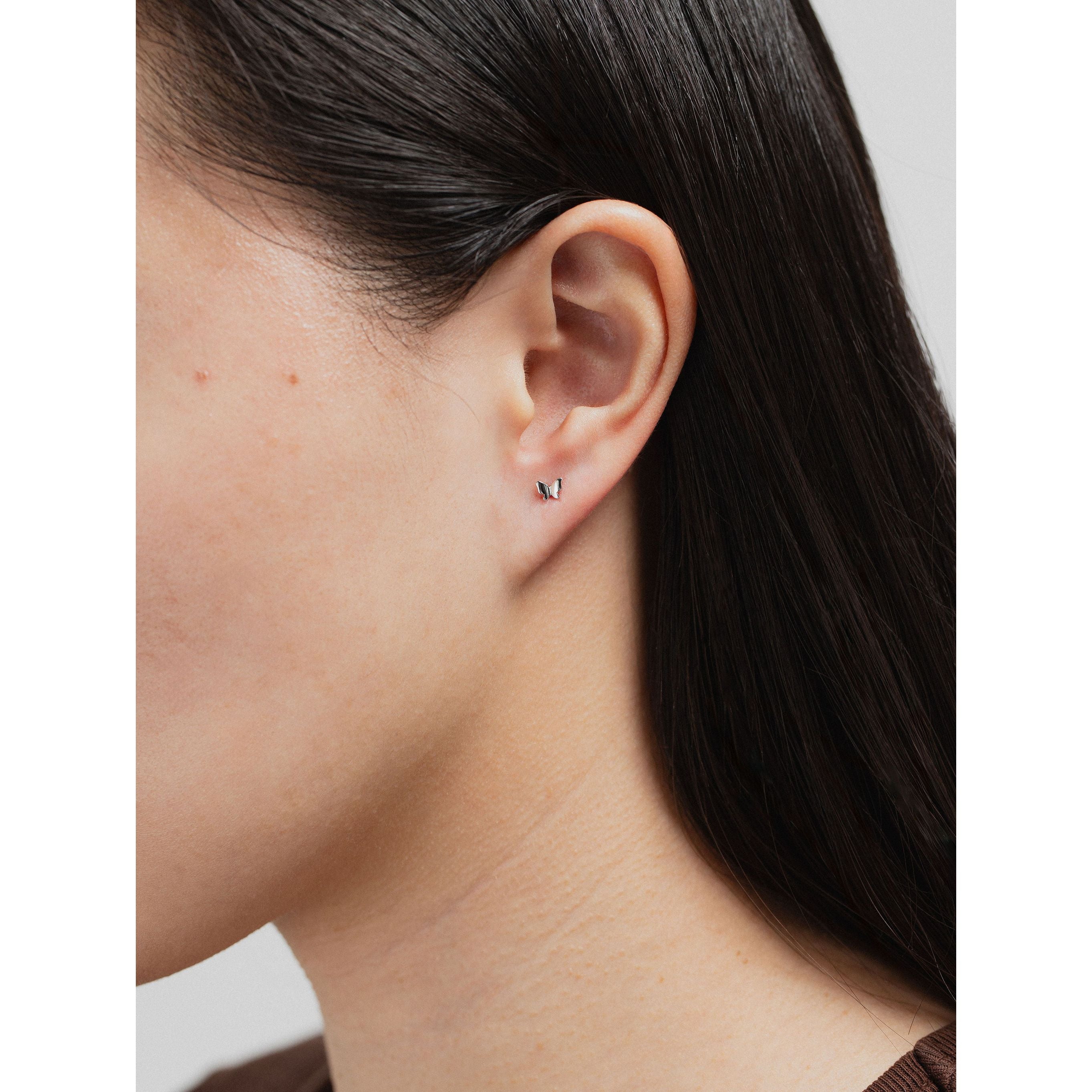 silver-tone Silver butterfly studs - alternate view 3