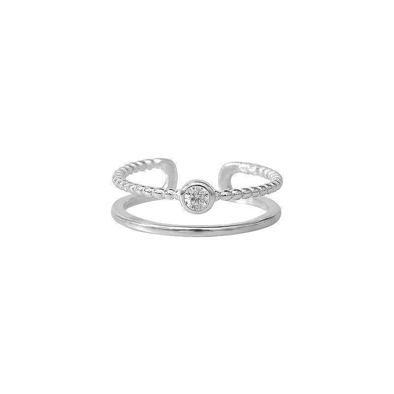 Layering Silver Ring with a Diamond