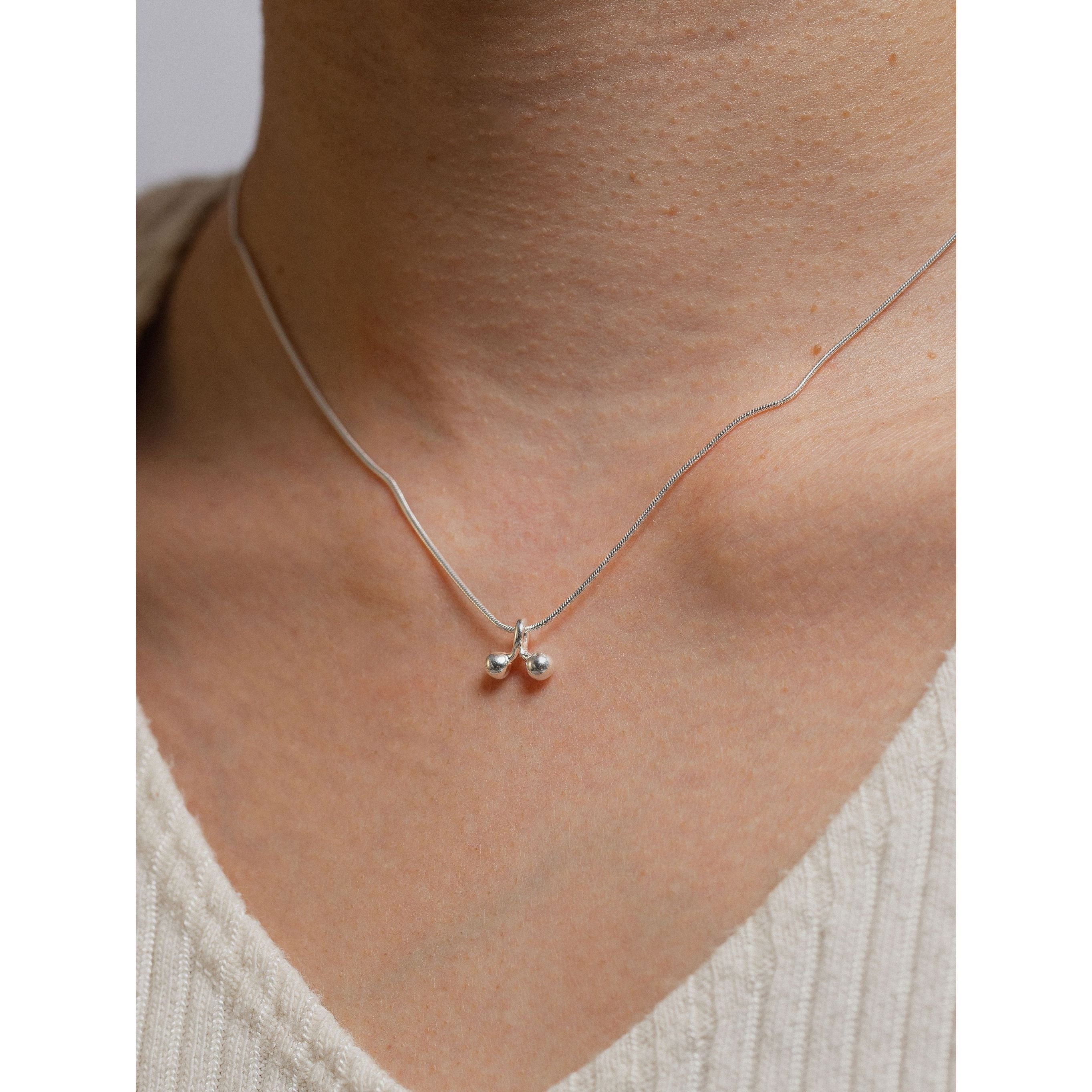 silver-tone Silver Cherry Pendant Necklace - alternate view 2