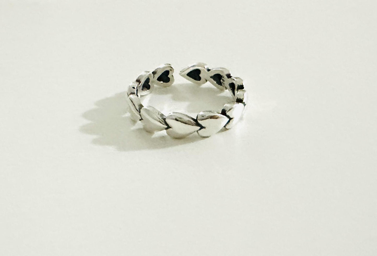 Heart Chain Silver Ring