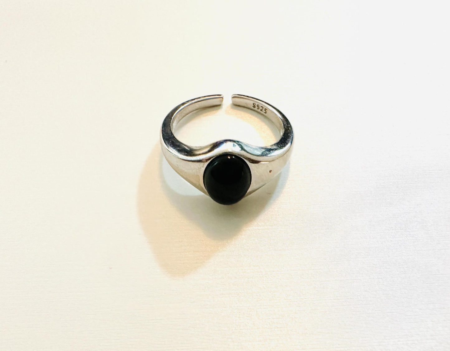Agate Silver Open Ring
