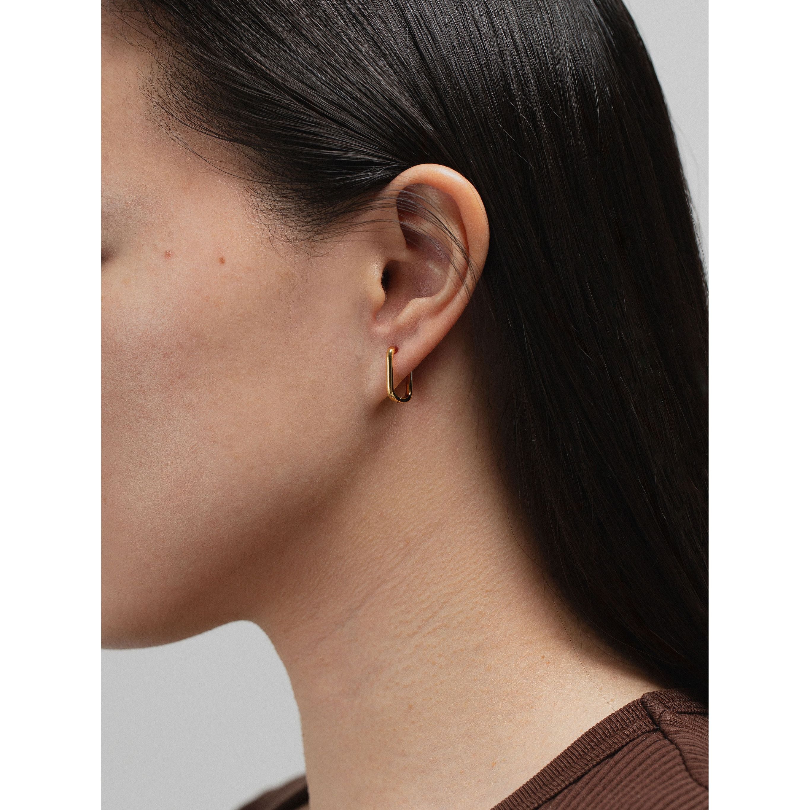 gold-tone and silver-tone Rectangular Hoops - alternate view 2
