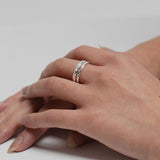 Silver layered texture ring