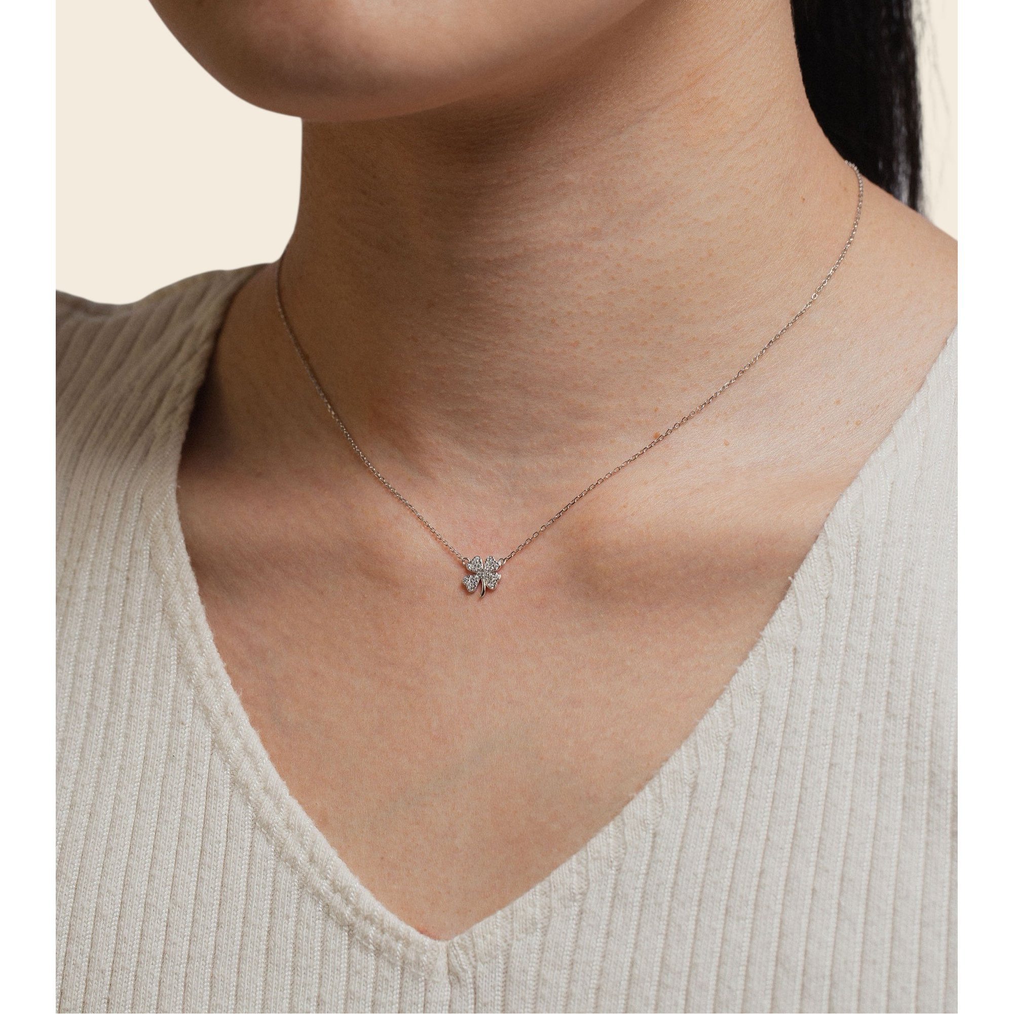 silver-tone Silver Clover Necklace - alternate view 2