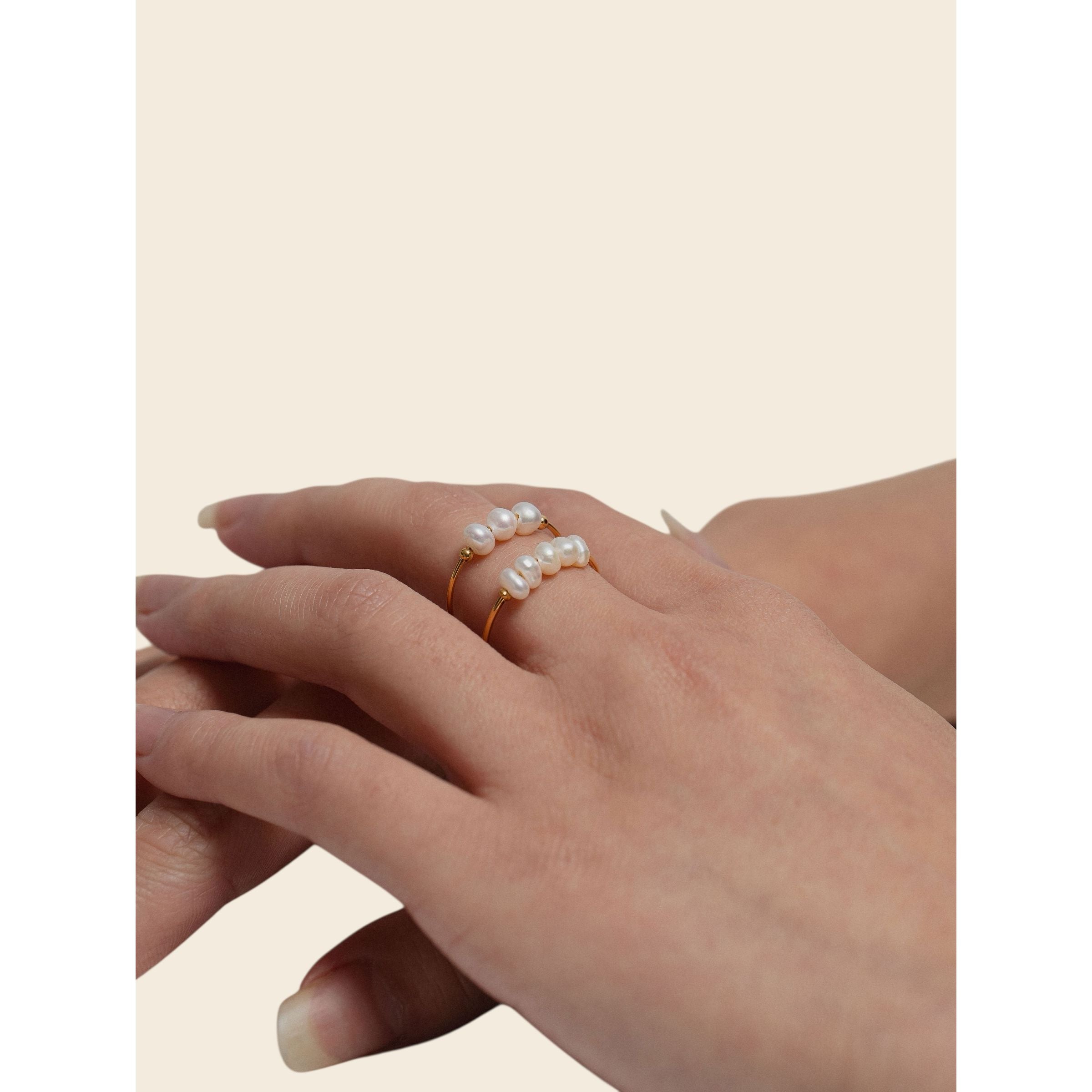 gold-tone and freshwater pearl Five Pearls on the Ring - alternate view 2