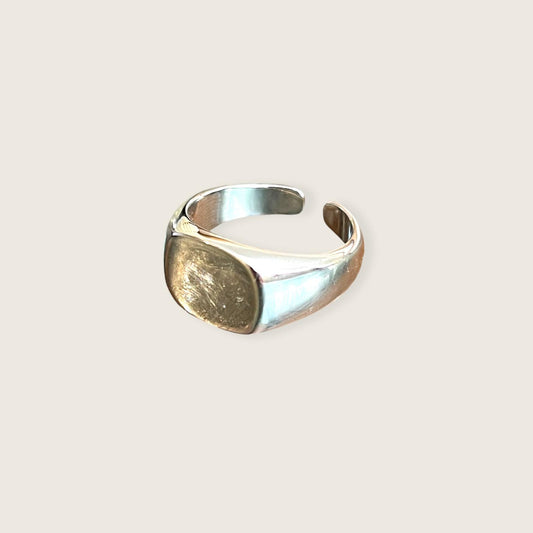 Silver Square Signet Open Ring