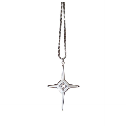 Silver Sparkle Cross Necklace