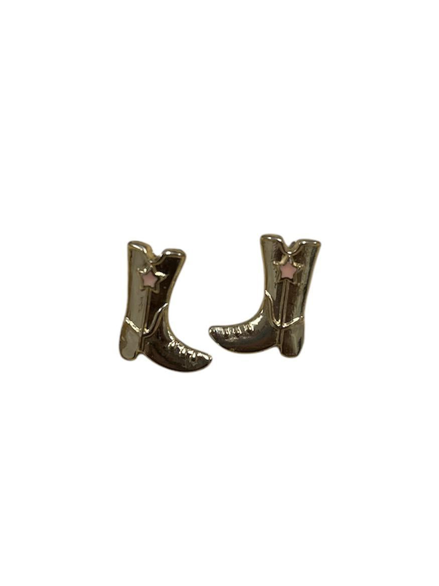 Gold Cowboy Boots Ear Studs