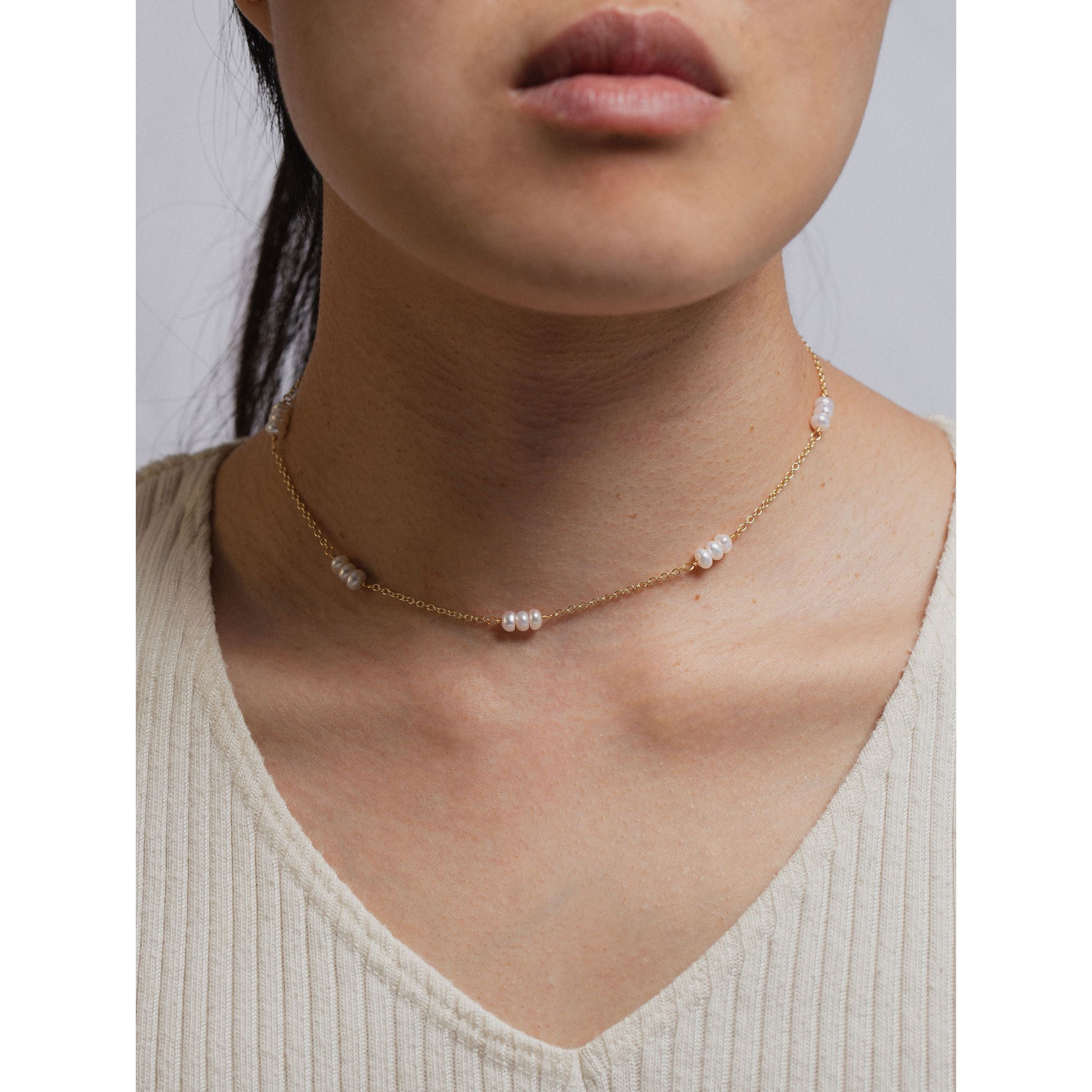 gold-tone and freshwater pearl Trio-Pearl Smiling Necklace - alternate view 6