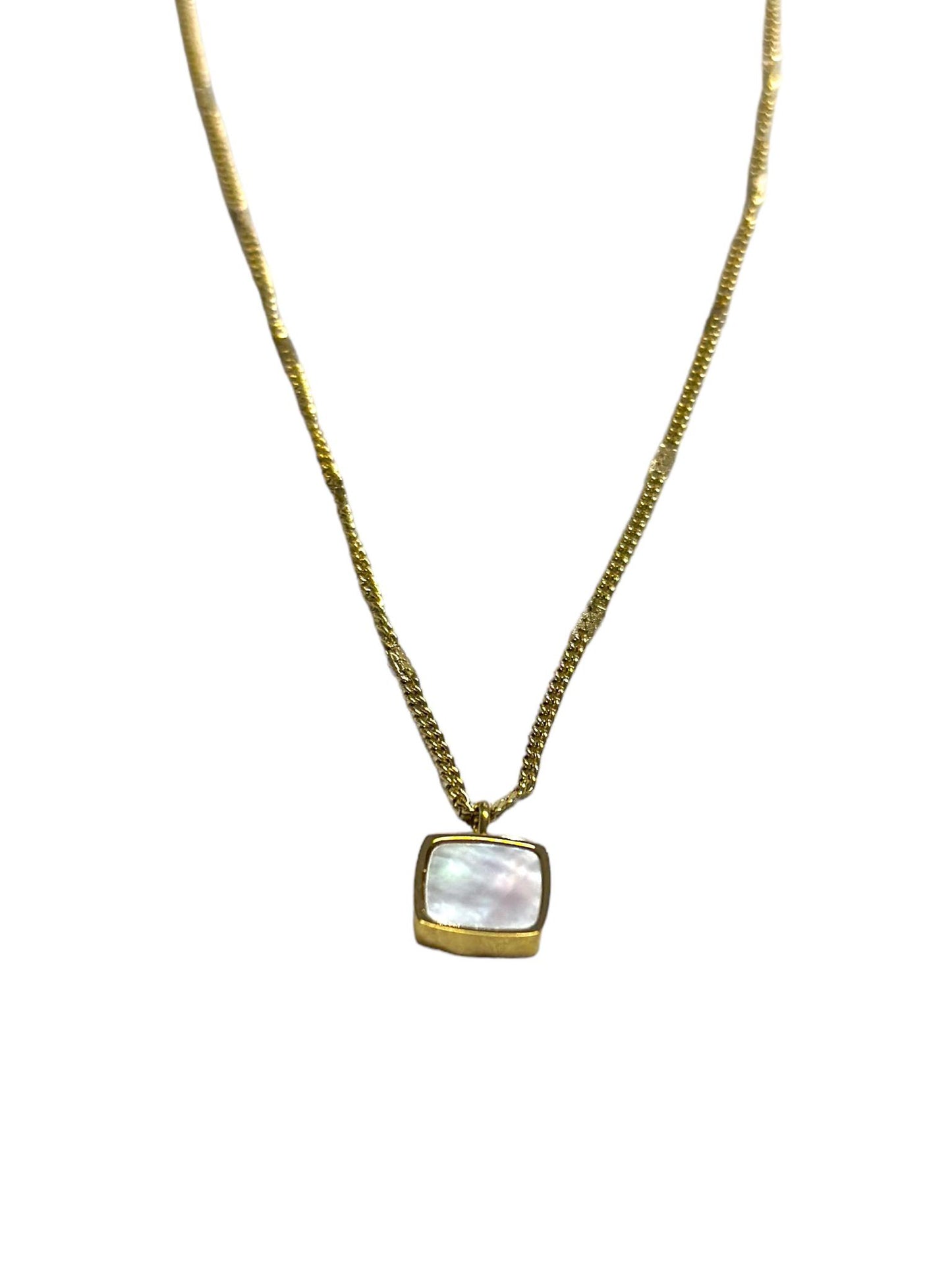 Square Mother of Pearl Pendent Necklace