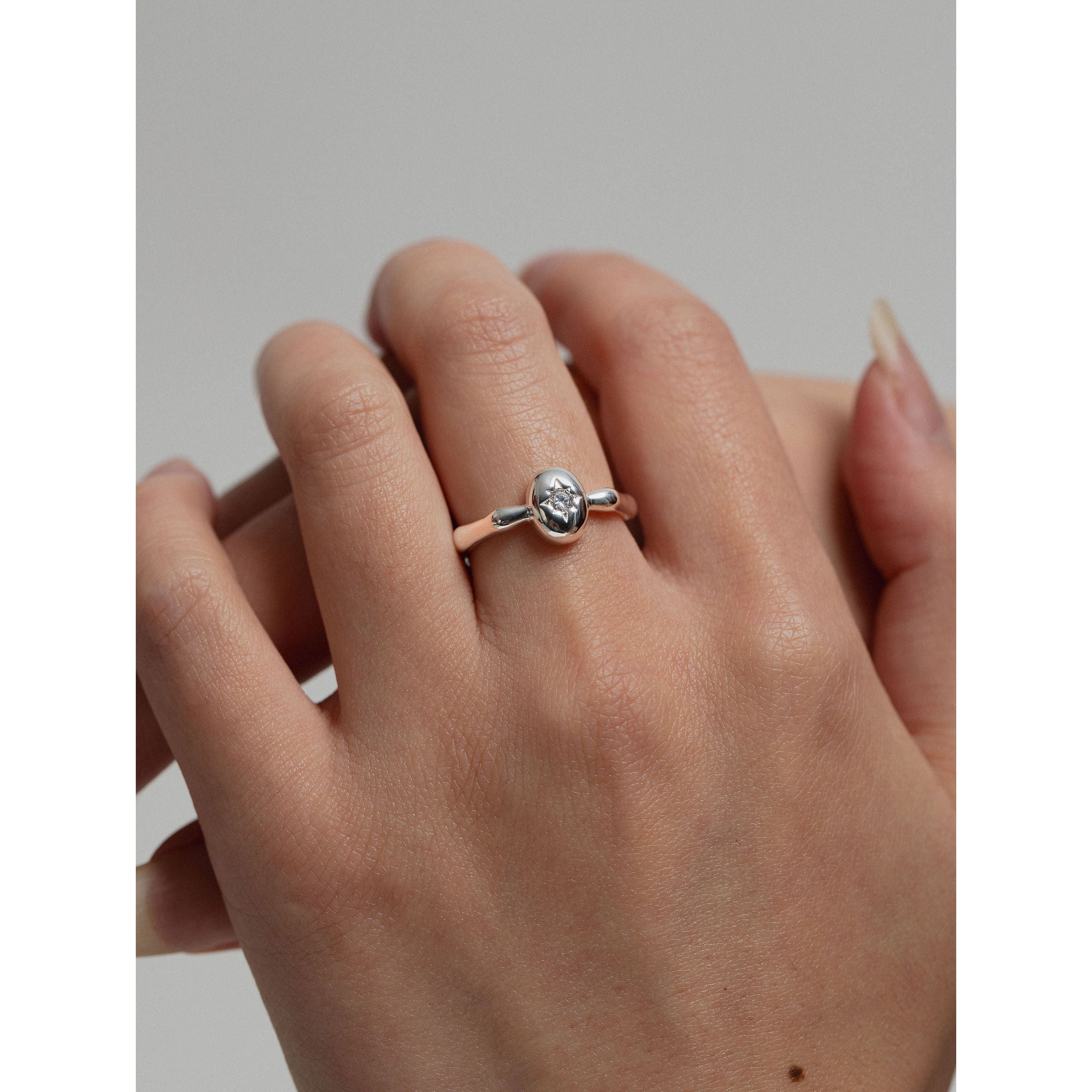 silver-tone Textured Silver Star Ring - alternate view 2