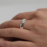 Thin Quilted Silver Ring