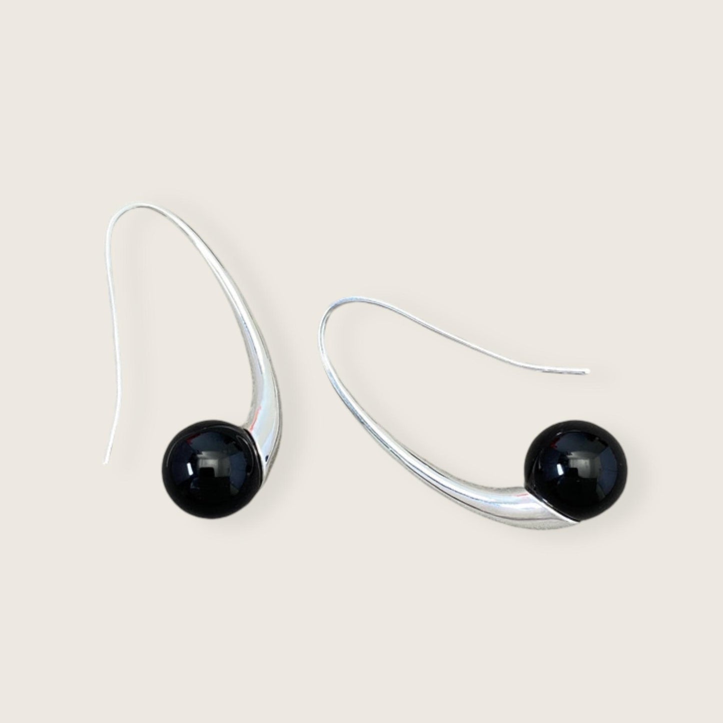 Arc Black Drop Earrings