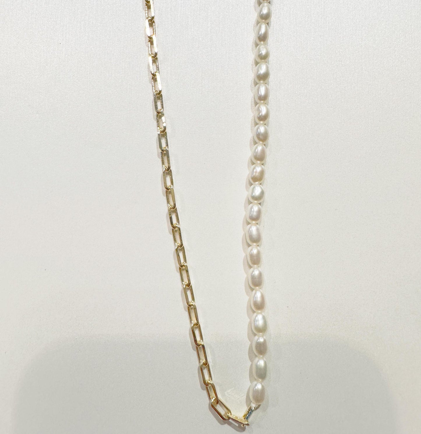 Half Chain Rice Pearl Necklace