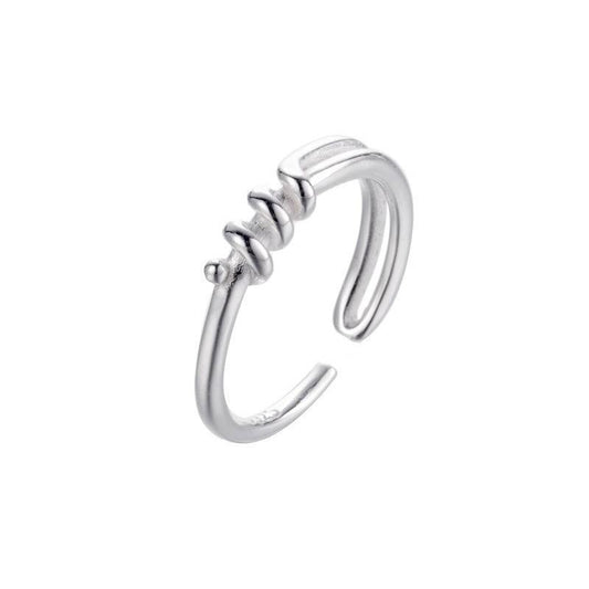 Knotted Layering Silver Ring