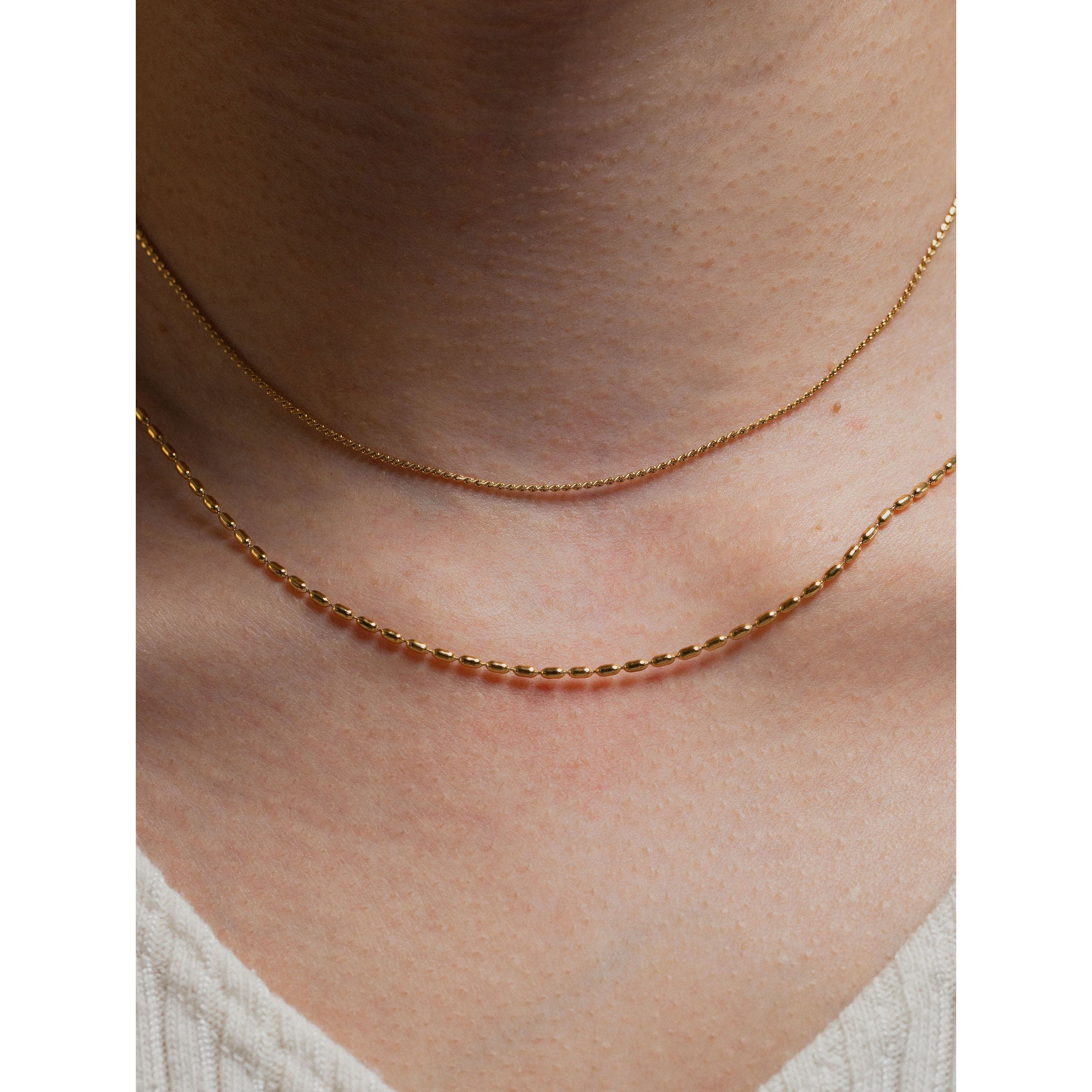 gold-tone Layered Dainty S Chain& Gold Beaded Chain - alternate view 2