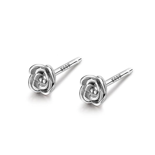 Silver Rose Studs