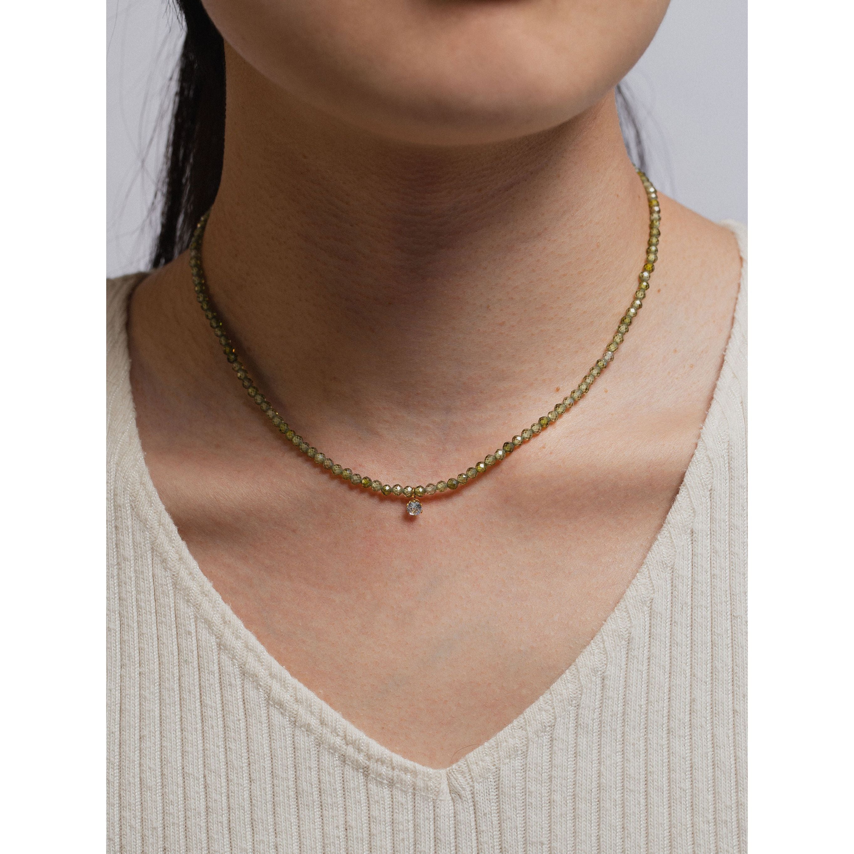 gold-tone Olive Crystal Beaded Chain - alternate view 2