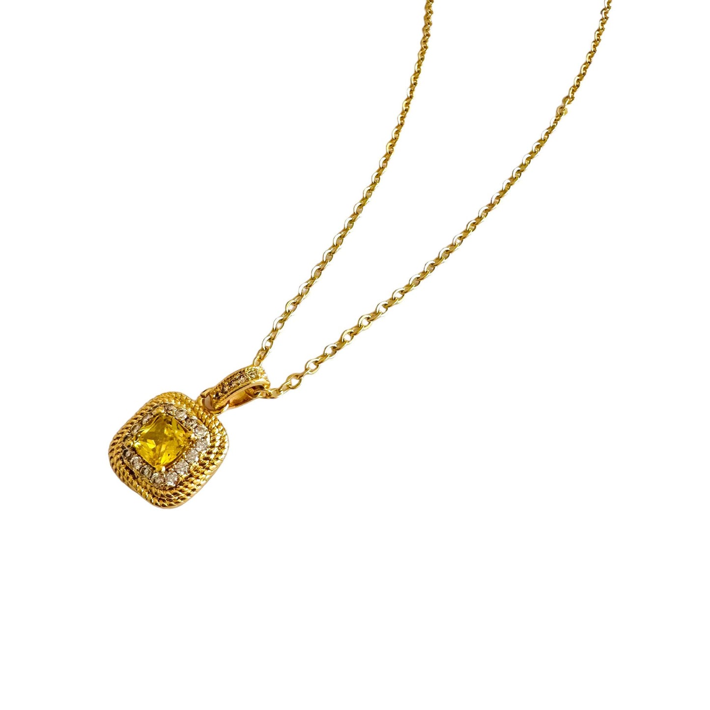 Citrine Diamond Necklace