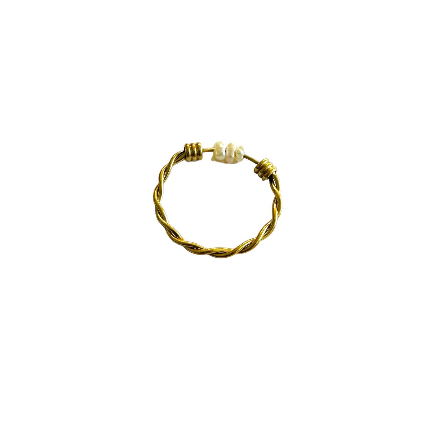 Twisted Pearl Gold Ring