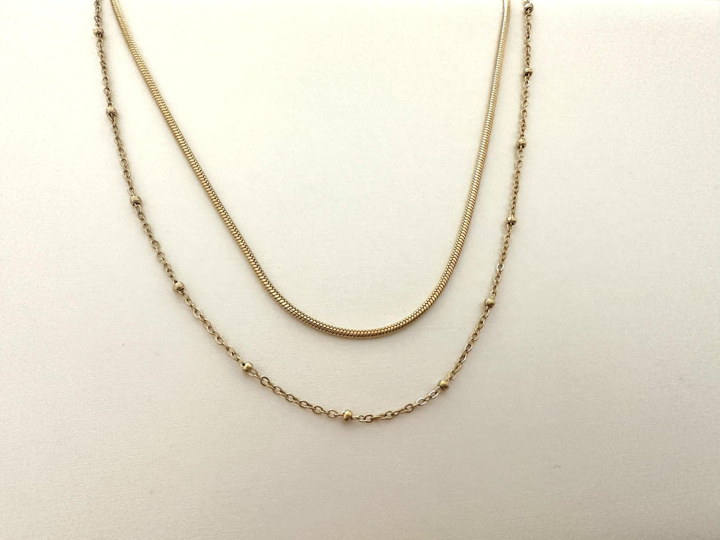 Dot&Snake Chain Layered Necklace