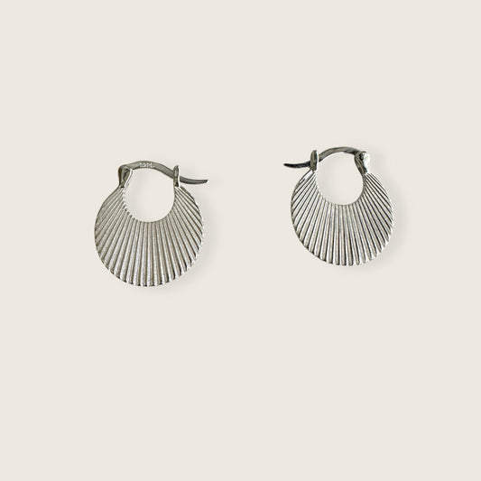 Sterling Silver Radiant Shell Hoops