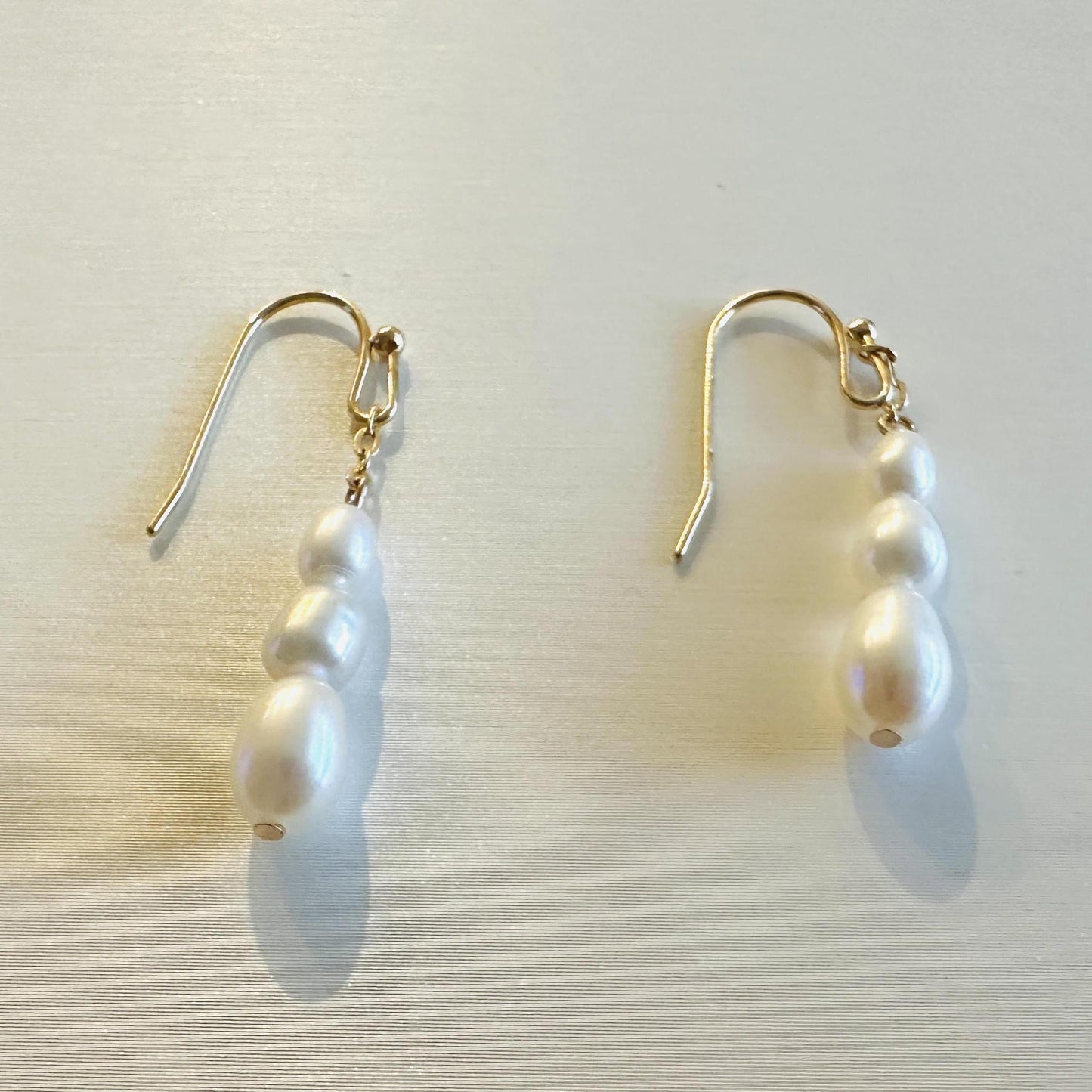 Trio-pearl Hook Earrings