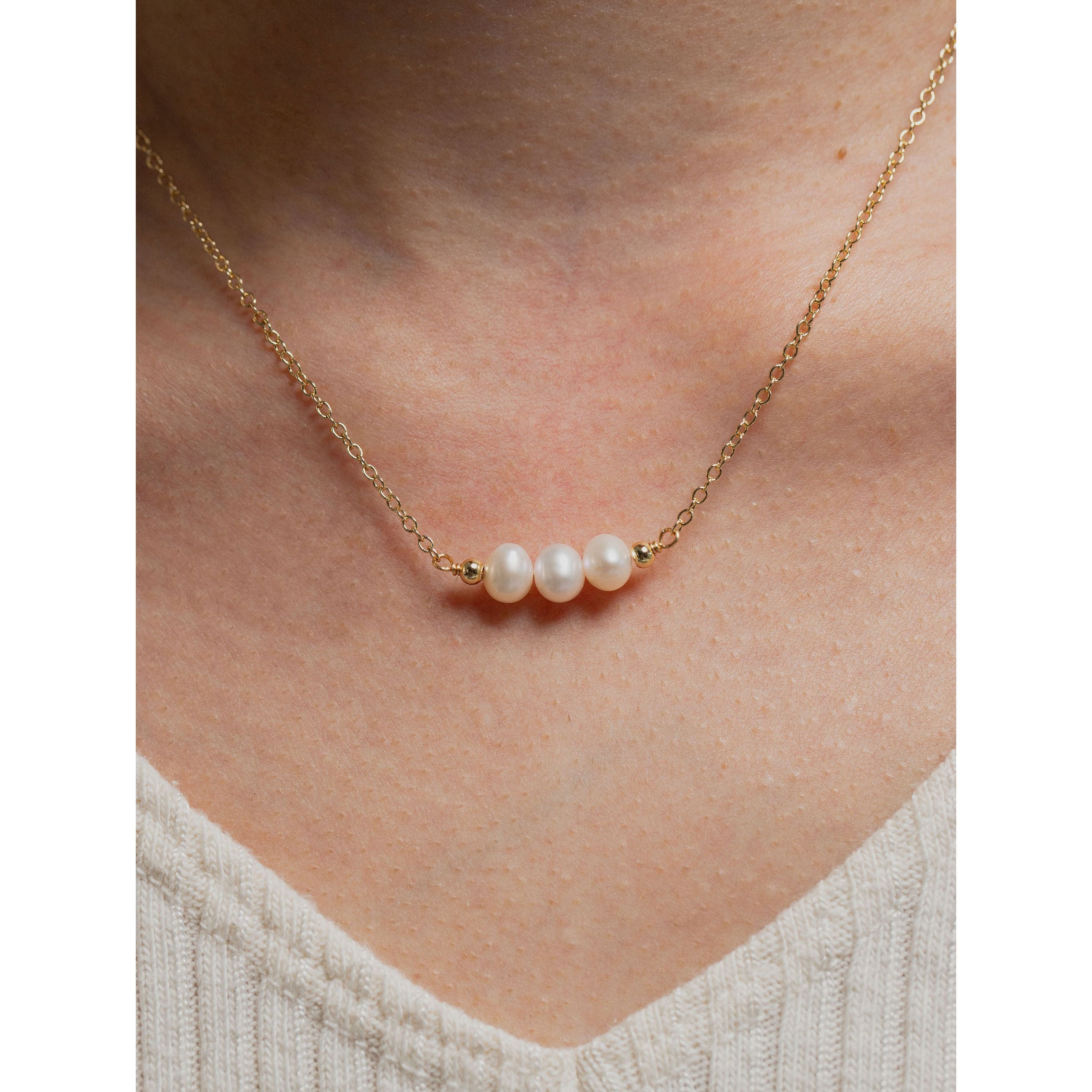 gold-tone and freshwater pearl Trio-Pearl Smiling Necklace - alternate view 7