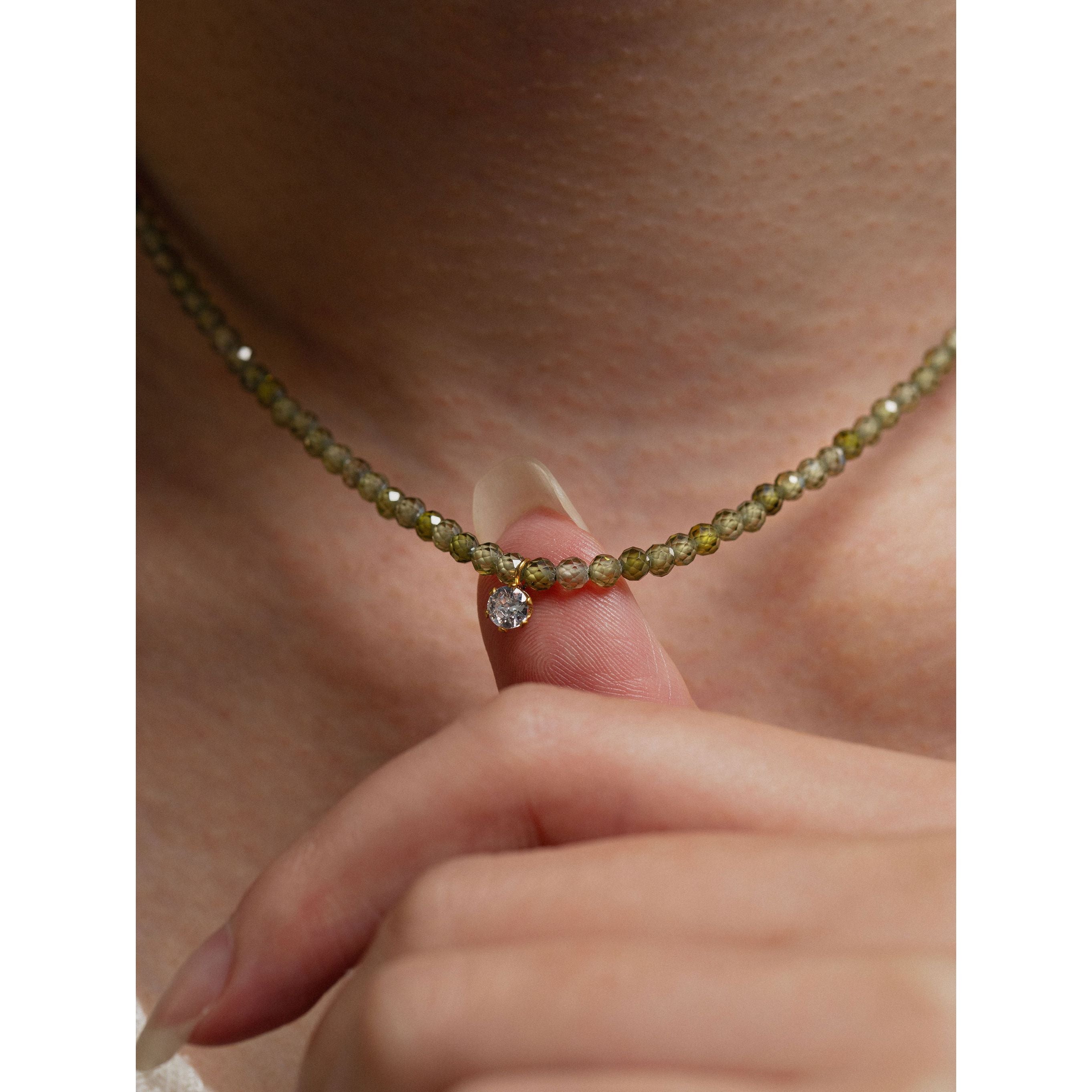 gold-tone Olive Crystal Beaded Chain - alternate view 3