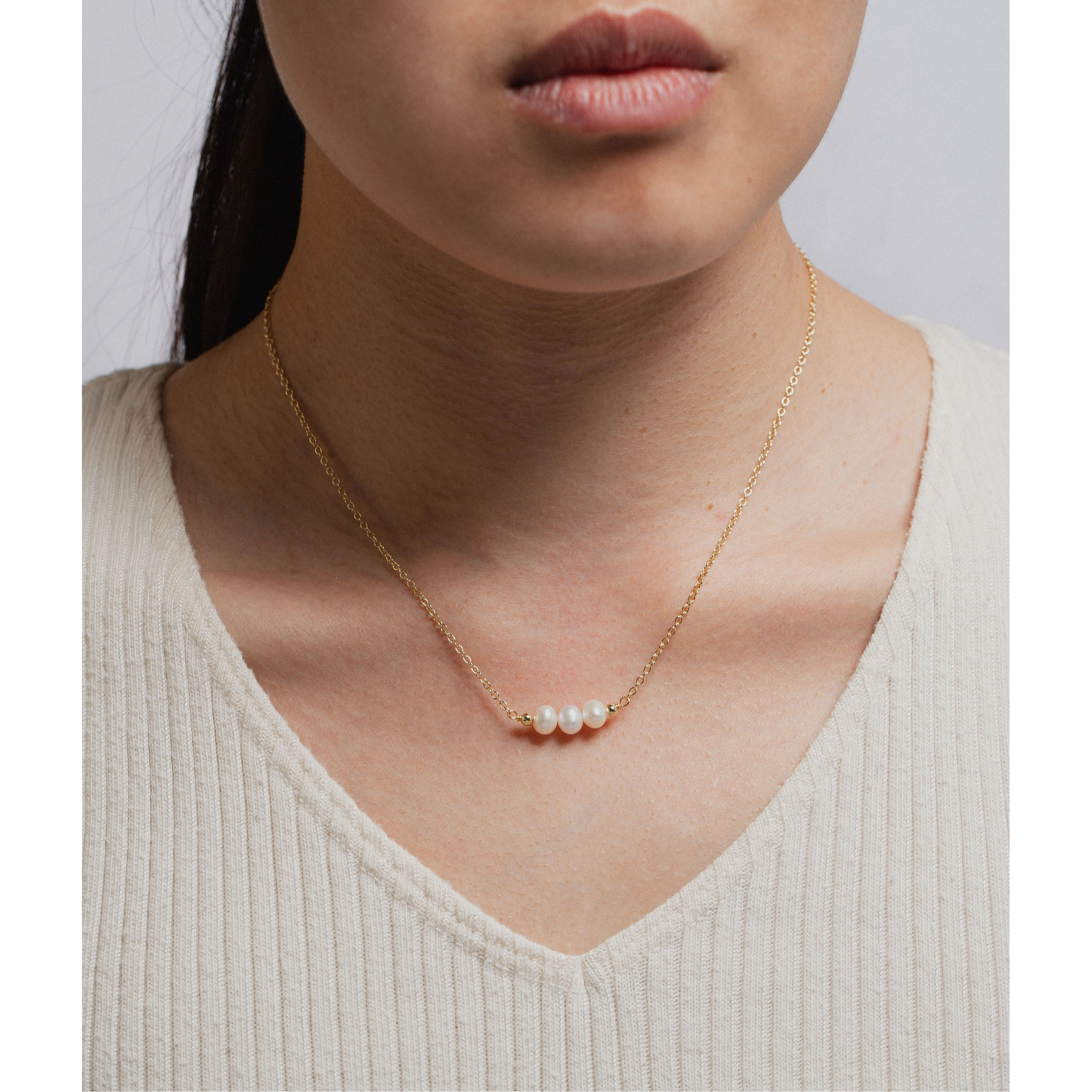 gold-tone and freshwater pearl Trio-Pearl Smiling Necklace - alternate view 4