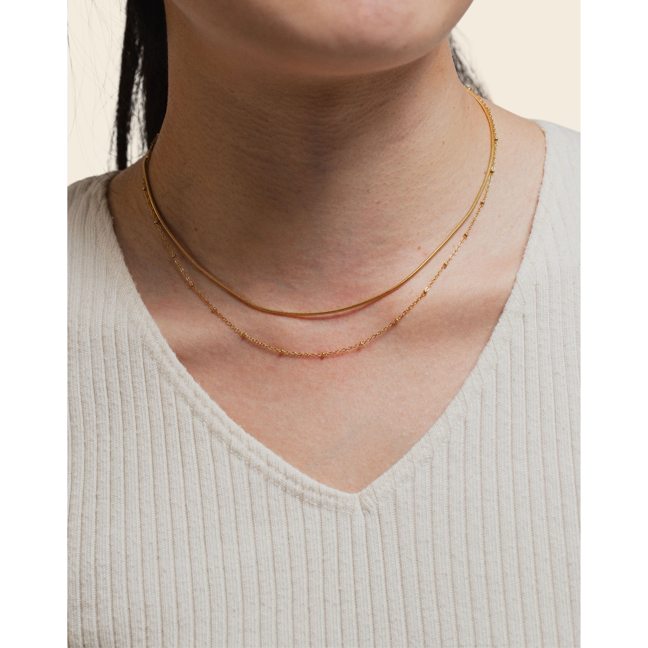 gold-tone Dot&Snake Chain Layered Necklace - alternate view 2