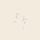 Sterling Silver Long Bow Earrings