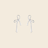 Sterling Silver Long Bow Earrings