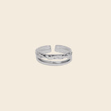 Silver layered texture ring