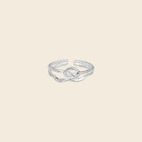 Silver layered knot ring