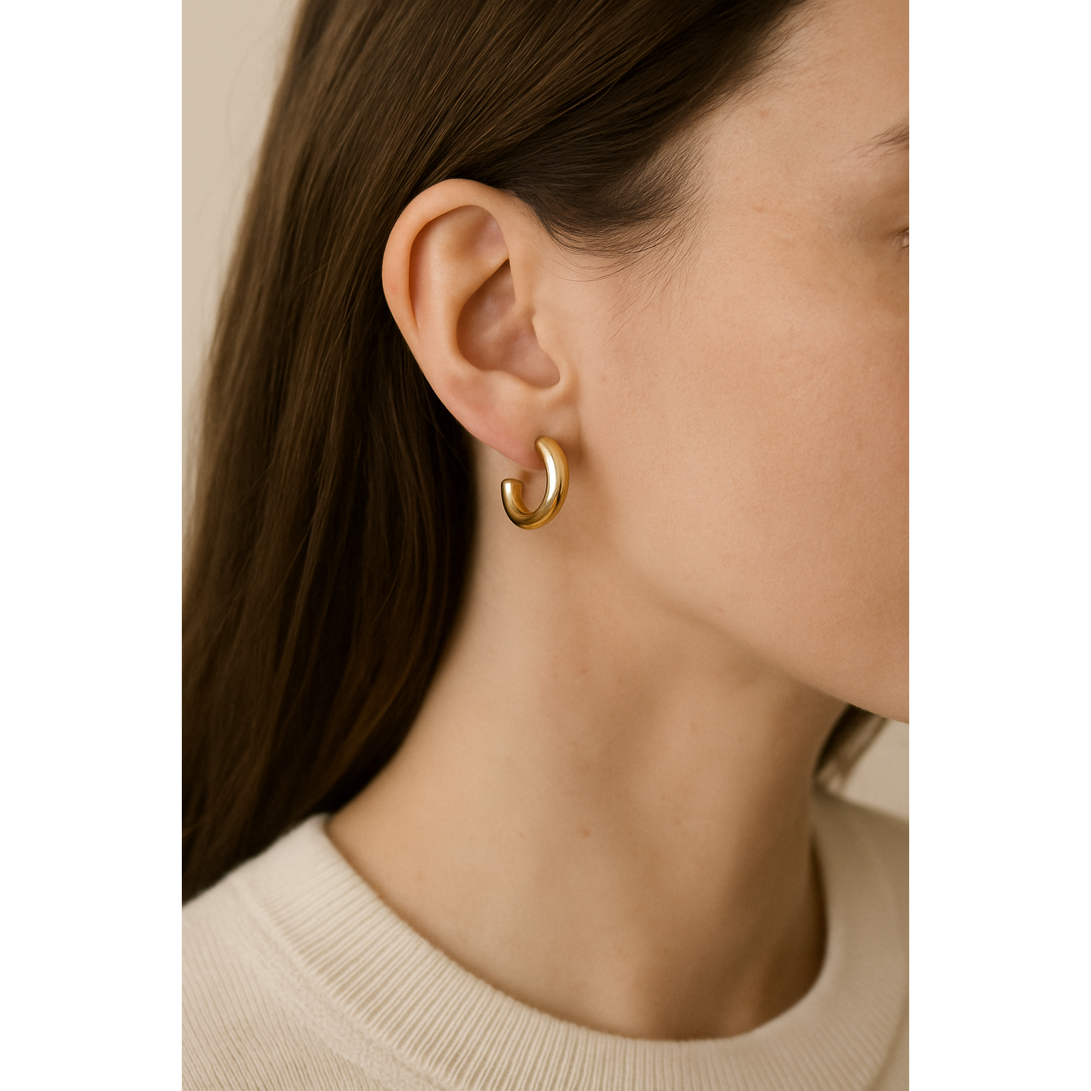gold-tone and silver-tone Chubby Hoops Studs - alternate view 2