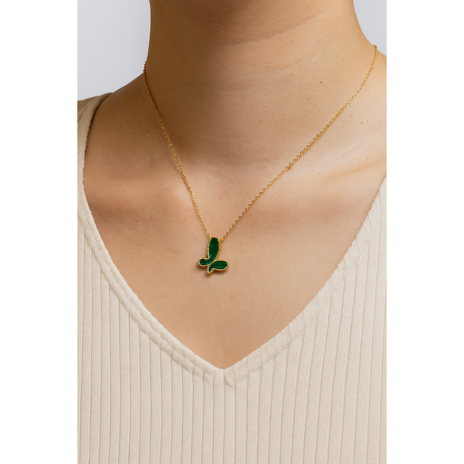 gold-tone Malachite Butterfly Necklace - alternate view 2