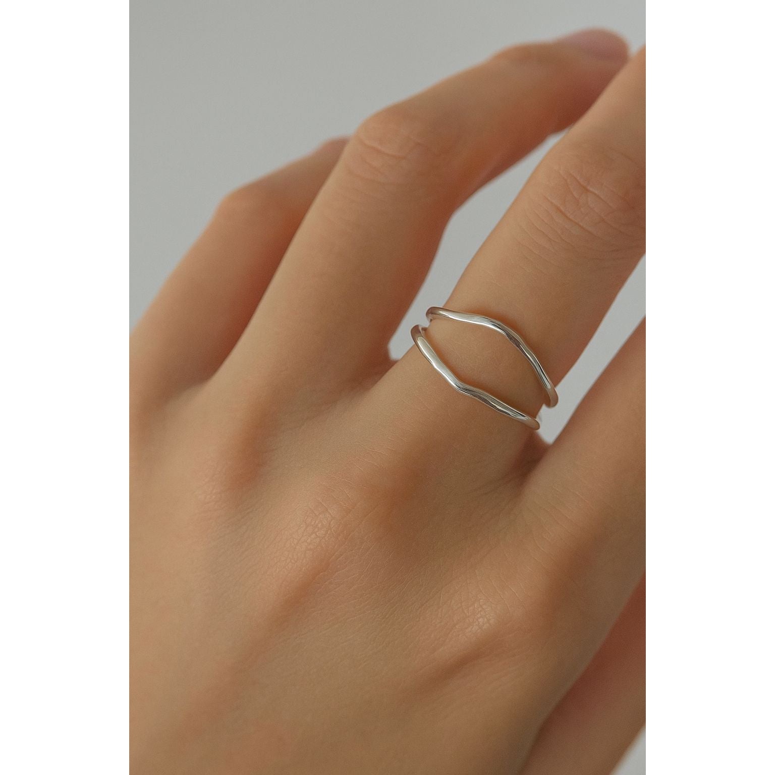 silver-tone Curved Layered Ring - alternate view 2