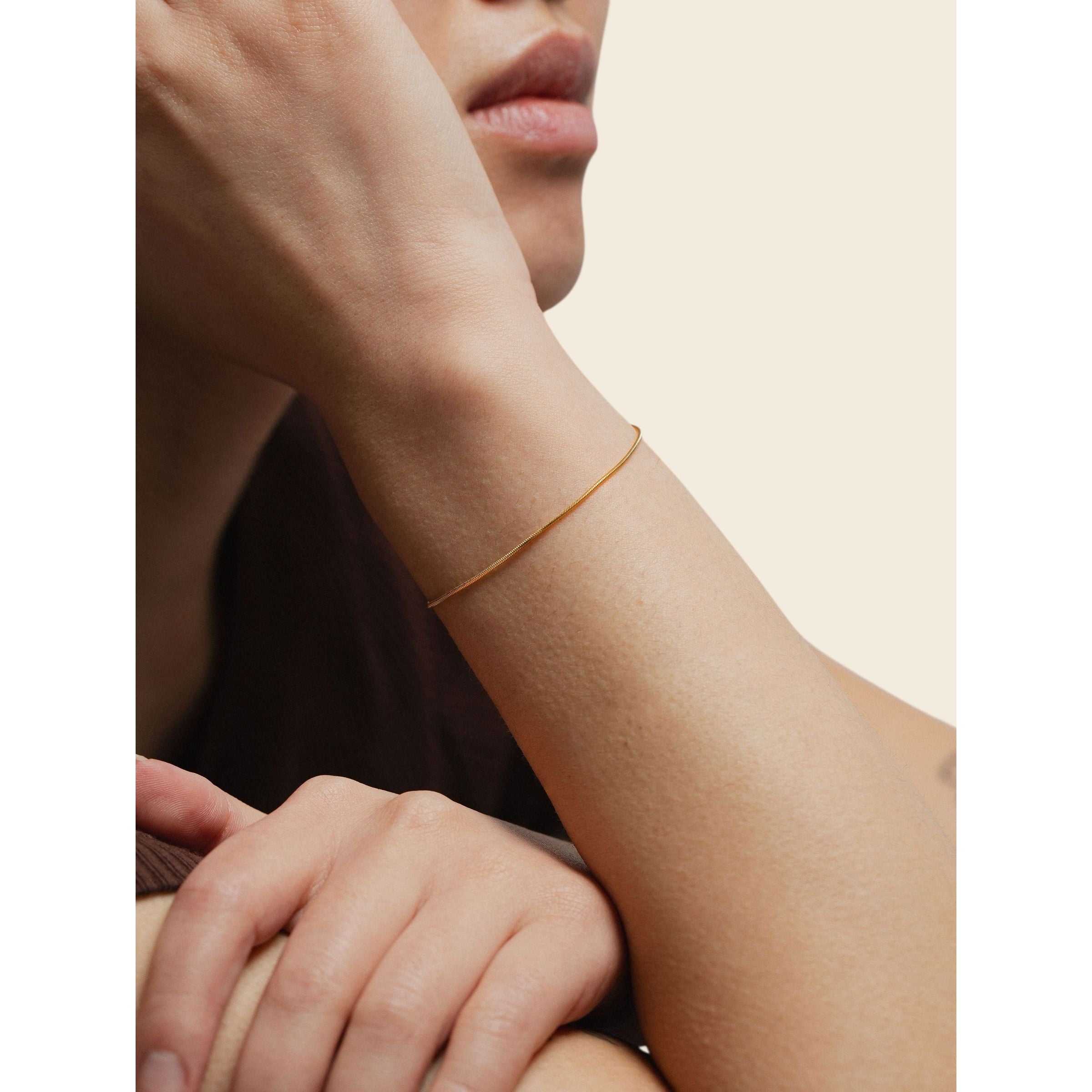 gold-tone Gold Snake Smooth Chain Bracelet - alternate view 2